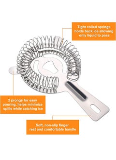 FIRSTAR 3 Pcs Bar Strainers, Professional Stainless Steel Bar Strainer, for Bartenders Drinking Water Filtering (Silver)  - Image 3