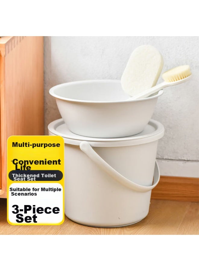 Houya Face Basin Bucket, 28cm, 3-piece Set, Handheld Water Bucket, Thick Plastic, For Home Use, Cleaning, Laundry, Student Dormitory - Image 1