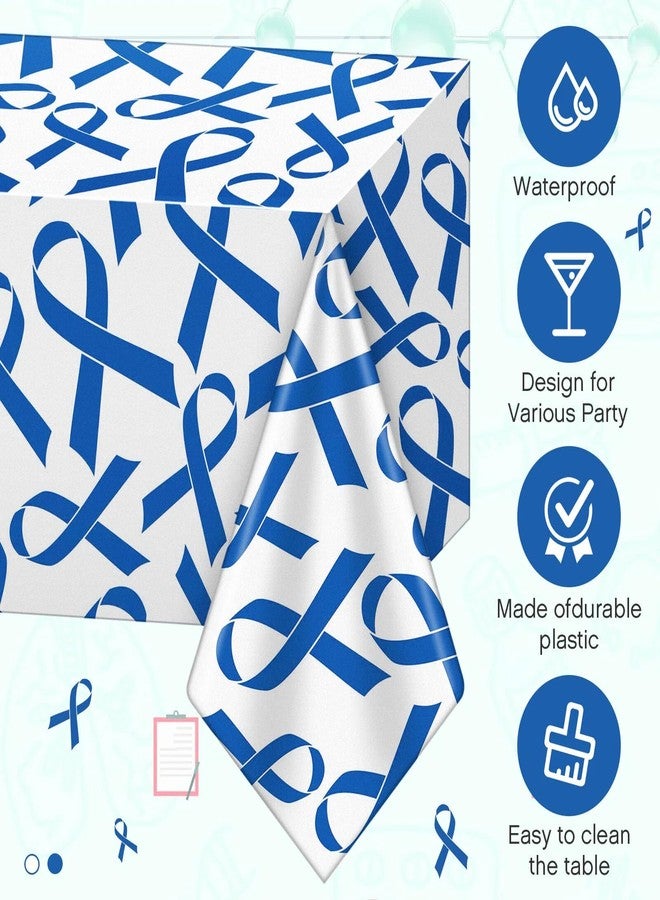 Breling 3 Pcs Blue Ribbon Colon Cancer Prostate Cancer Awareness Tablecloth, Child Abuse Prevention Diabetes Awareness Table Cloth for Esophageal Stomach Society Charity Social Event Supplies - Image 3