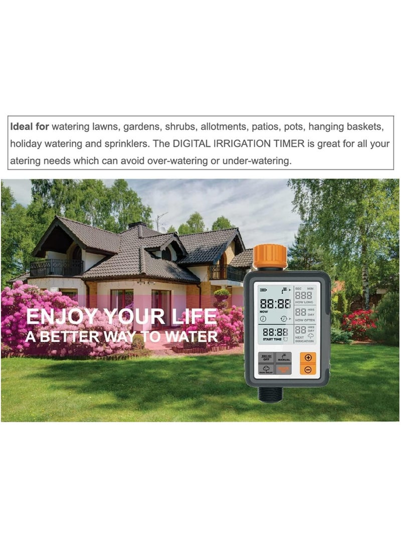 SCIENISH Water Timer, Outdoor Sprinkler Controller,Waterproof Hose Faucet Digital Watering Timer,Automatic Watering Irrigation Tool Large Screen Characters