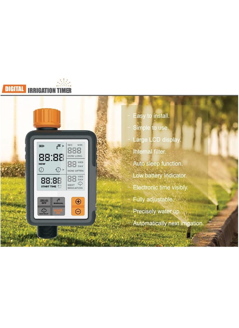 SCIENISH Water Timer, Outdoor Sprinkler Controller,Waterproof Hose Faucet Digital Watering Timer,Automatic Watering Irrigation Tool Large Screen Characters