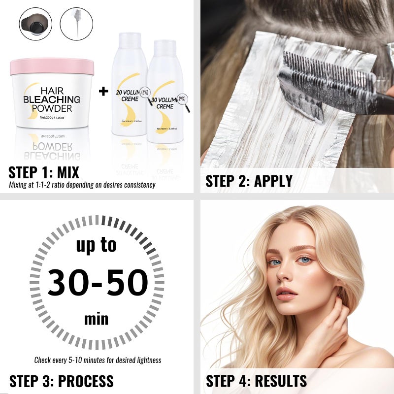 Bleach for Hair Lightening, Professional Hair Bleaching Powder, High Performance Up to 9 Levels of Lift for Hair Highlights & Lightening - Image 5
