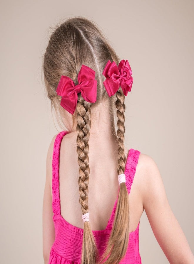 CN 4.5 Inch Hot Pink Glitter Hair Bows for Girls Alligator Clips Sparkly Satin Hair Accessories for Kids Toddler Women on Birthday Wedding Christmas and Party - Image 5