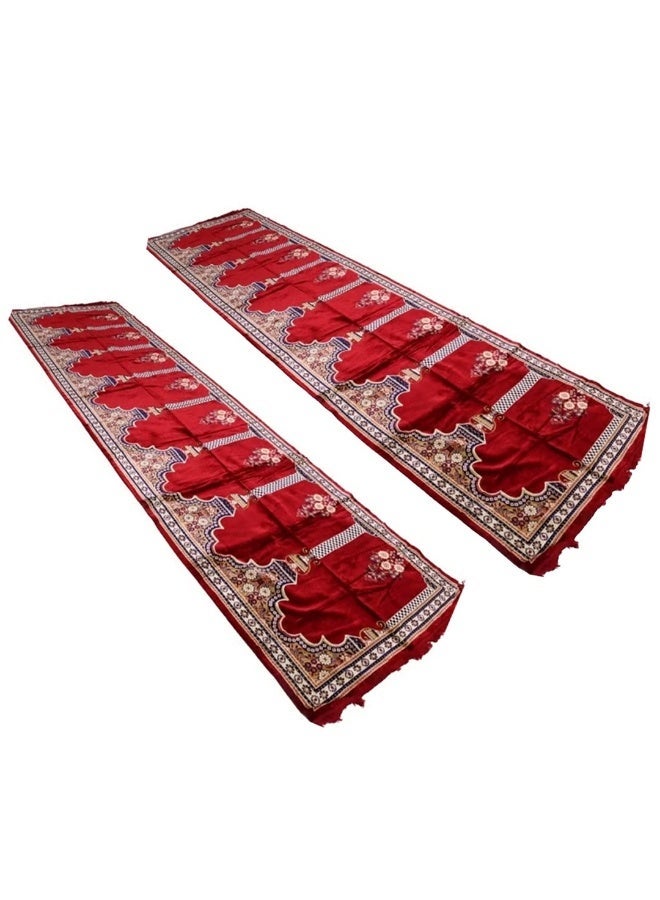 Two large prayer mats, each for 8 people, colorful / Turkish microfiber prayer sheet 420X120 cm - Image 2