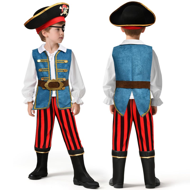 G.C 19 Pcs Kids Pirate Costume Toddler Pirate Accessories Hat Toys Jewelry Coins Boys Halloween Role Play Cosplay Gifts - Image 3