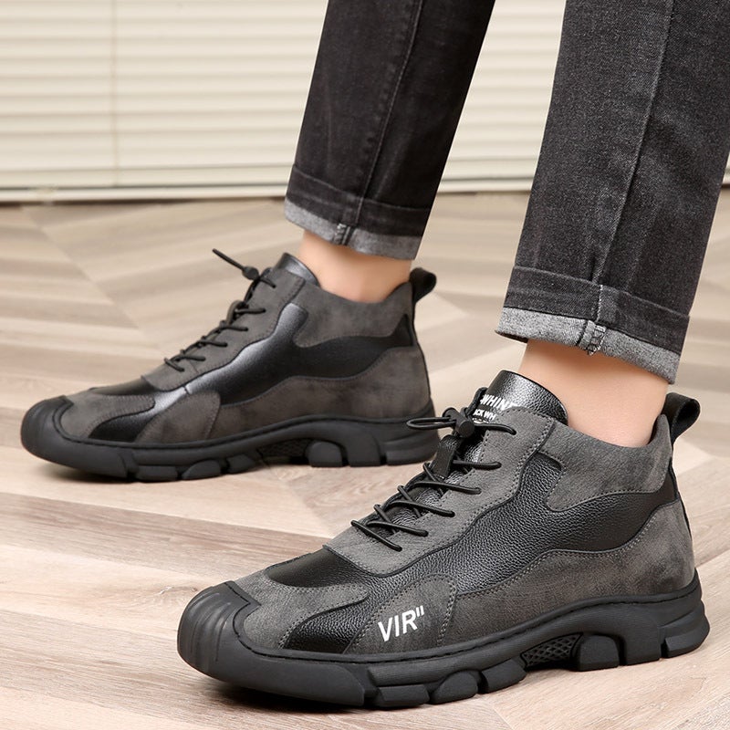 Cotton Shoes Men'S Winter Genuine Leather Wool Fleece-Lined Thickened Non-Slip Warm High-Top Outdoor Casual I Shoes Men'S Cotton Boots - Image 4