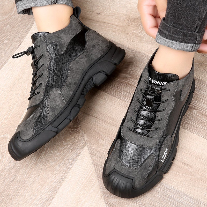 Cotton Shoes Men'S Winter Genuine Leather Wool Fleece-Lined Thickened Non-Slip Warm High-Top Outdoor Casual I Shoes Men'S Cotton Boots - Image 5