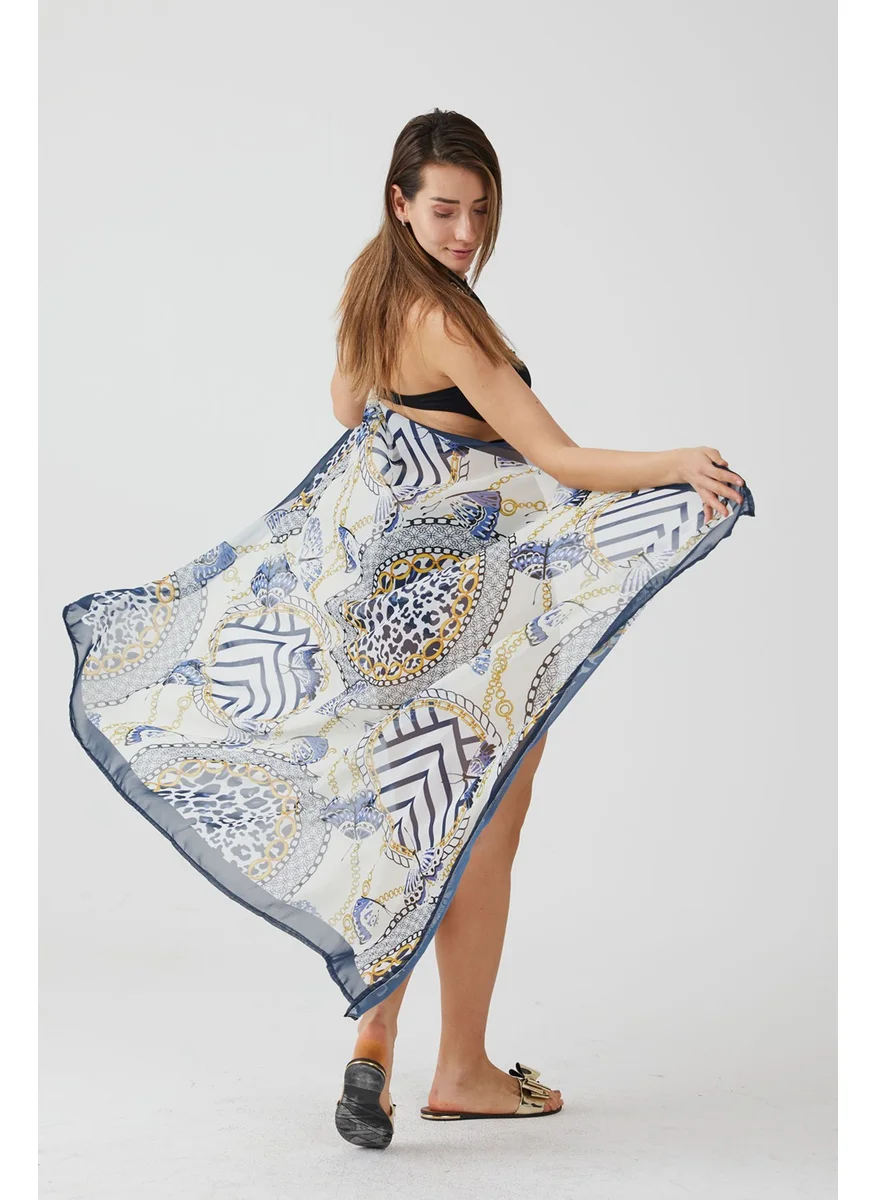ايس هوم Moda White Leopard Pareo Beach Dress