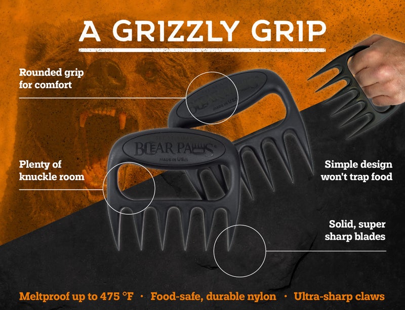 Bear Paws Meat Claws - The Original Meat Shredder Claws for Pulled Pork, USA Made - Easily Lift, Shred, Pull and Serve Pork, Chicken, Brisket and Turkey - Gift for Dad on Father's Day! (Red) - Image 3