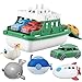 OKGIUGN Ferry Boat with 4 Car and 4 Wind Up Bath Swimming Toys Kids Bath Toy Floating Vehicle Whales Submarines Swans Rockets Bathtub Bathroom Pool Beach Toy Set for Toddlers Boys Girls - Image 4