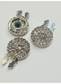 Toptan Bulurum Stone Button / Stone Clip Button / Classic Model Button with Clip / Set of 3 / 2.5 cm Silver 