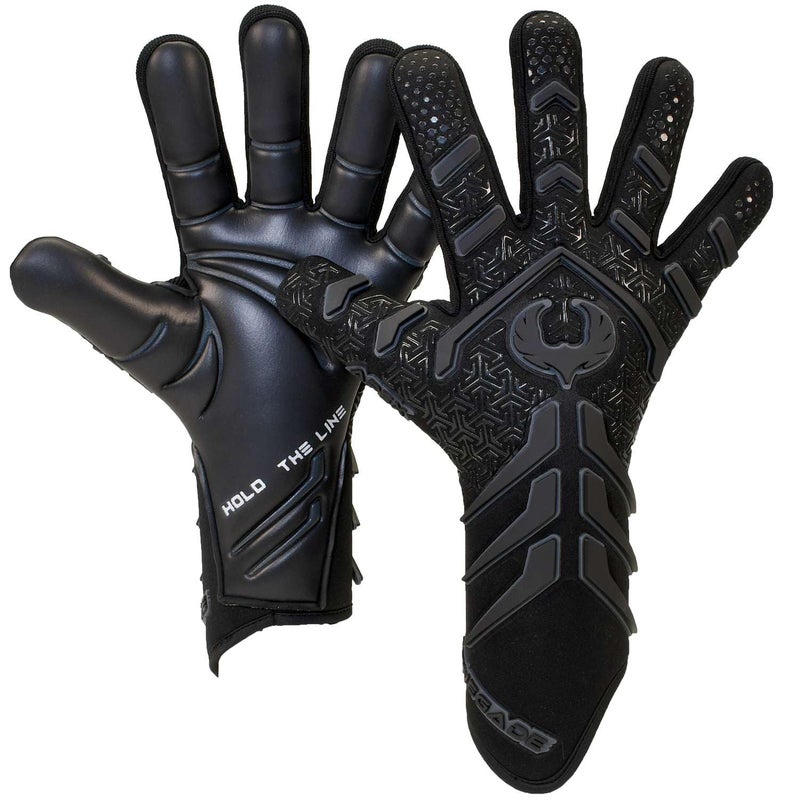 Renegade GK Apex Black Professional Strapless Goalie Gloves | 4mm EXT Contact Grip | Black Soccer Goalkeeper Gloves (Size 9, Youth-Adult, Evo Neg. Cut, Level 5.5)
