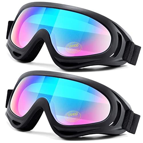 LOEO Motorcycle Goggles 2 Pack ATV Dustproof Dirt Bike Goggles for Ski Racing Riding Off Road Waterproof Motocross - Image 1