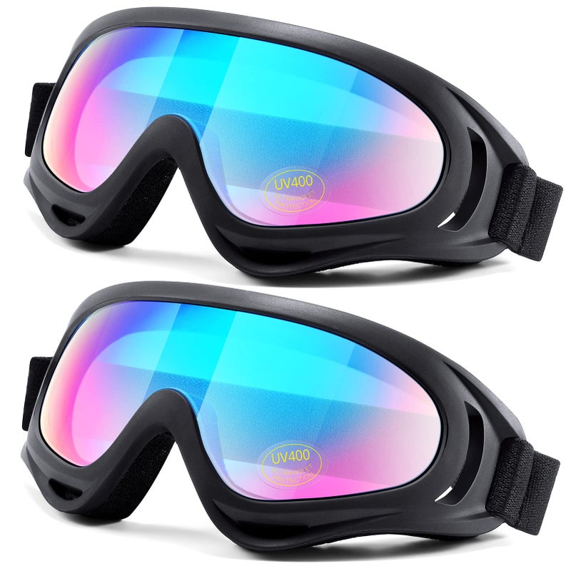 LOEO Motorcycle Goggles 2 Pack ATV Dustproof Dirt Bike Goggles for Ski Racing Riding Off Road Waterproof Motocross - Image 3