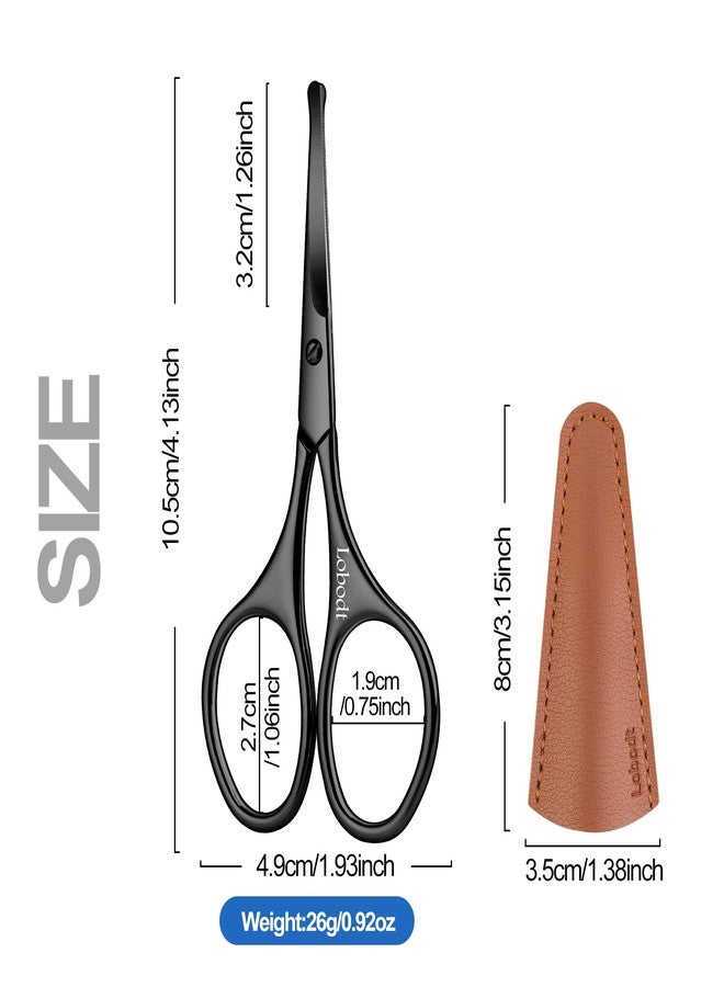 Lobodt 4.1inch round-headed stainless steel small scissors, suitable for trimming facial hair, nose hair, eyebrows, eyelashes, beards, personal care and salon beauty salons (black) - Image 2
