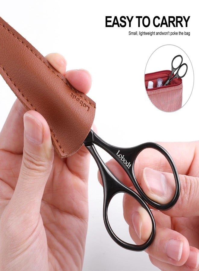 Lobodt 4.1inch round-headed stainless steel small scissors, suitable for trimming facial hair, nose hair, eyebrows, eyelashes, beards, personal care and salon beauty salons (black) - Image 5