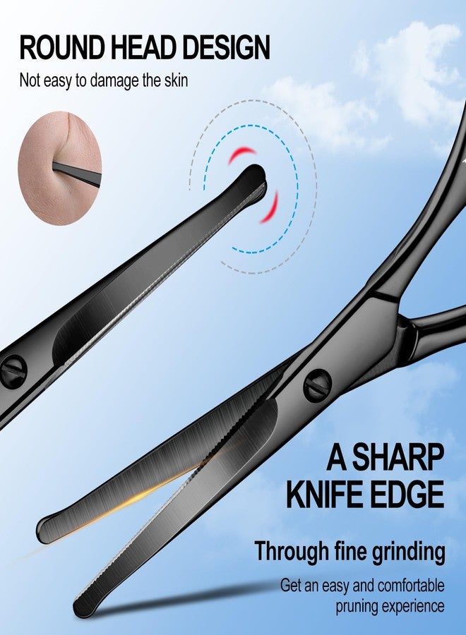 Lobodt 4.1inch round-headed stainless steel small scissors, suitable for trimming facial hair, nose hair, eyebrows, eyelashes, beards, personal care and salon beauty salons (black) - Image 3