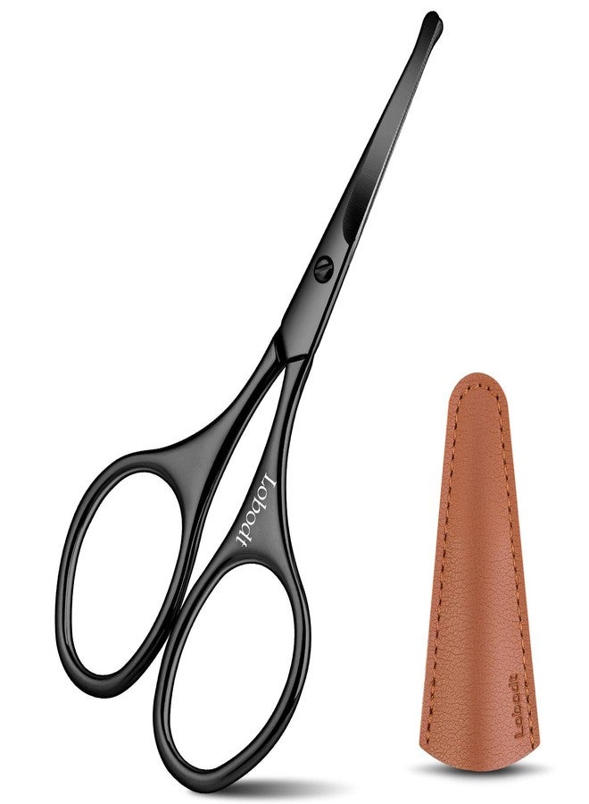 Lobodt 4.1inch round-headed stainless steel small scissors, suitable for trimming facial hair, nose hair, eyebrows, eyelashes, beards, personal care and salon beauty salons (black) - Image 1