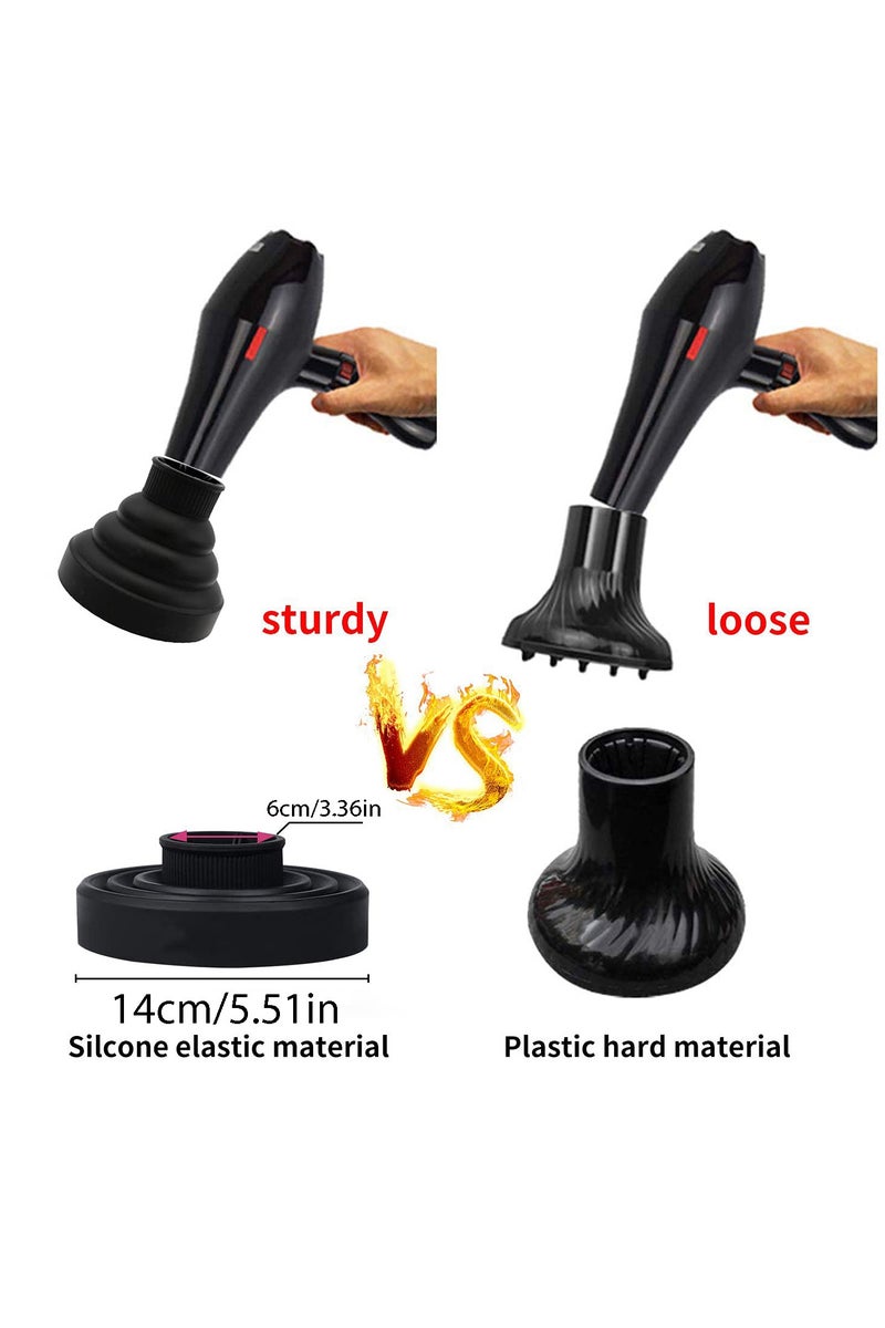 CMGTYYD. ملحق موزع هواء قابل للطي لمجففات الشعر، موزع هواء سيليكون محمول للشعر المجعد، فوهة عالمية بقطر 1.57-1.99 بوصة، مثالي للسفر، وصالونات التجميل، والاستخدام المنزلي (أسود) - Image 4