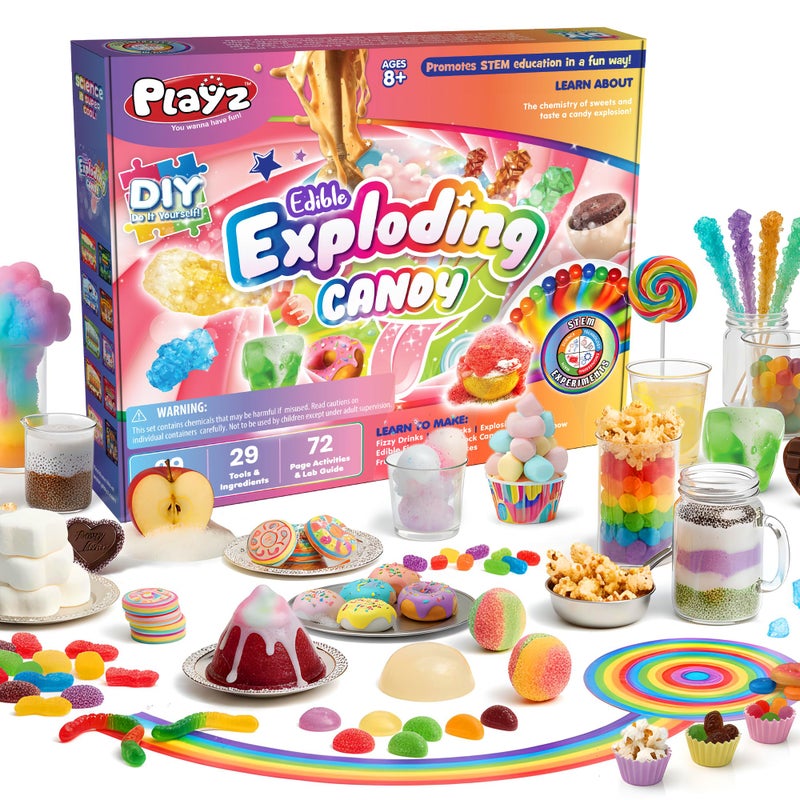 Playz Edible Exploding Candy Making Science Kit for Kids Ages 812 Years Old Food Science Chemistry Kid Science Kit with 29 Experiments Educational Science Kits for Boy Girls - Image 3