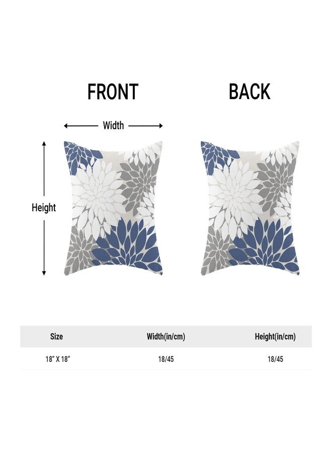 CXMEIFLY Navy Blue White Grey Pillow Covers 18x18 Inch Set of 2 Dahlia Floral Decor Throw Pillows Summer Modern Geometry Flower Outdoor Decorative Cushion Cases for Sofa Couch Bed Decorations - Image 4