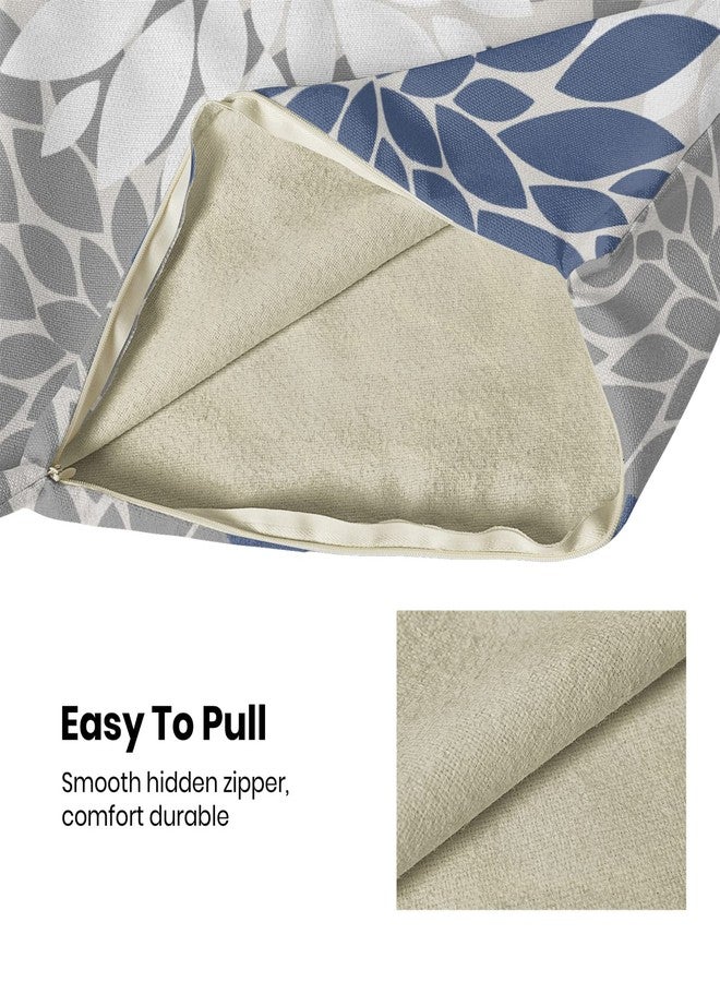 CXMEIFLY Navy Blue White Grey Pillow Covers 18x18 Inch Set of 2 Dahlia Floral Decor Throw Pillows Summer Modern Geometry Flower Outdoor Decorative Cushion Cases for Sofa Couch Bed Decorations - Image 5