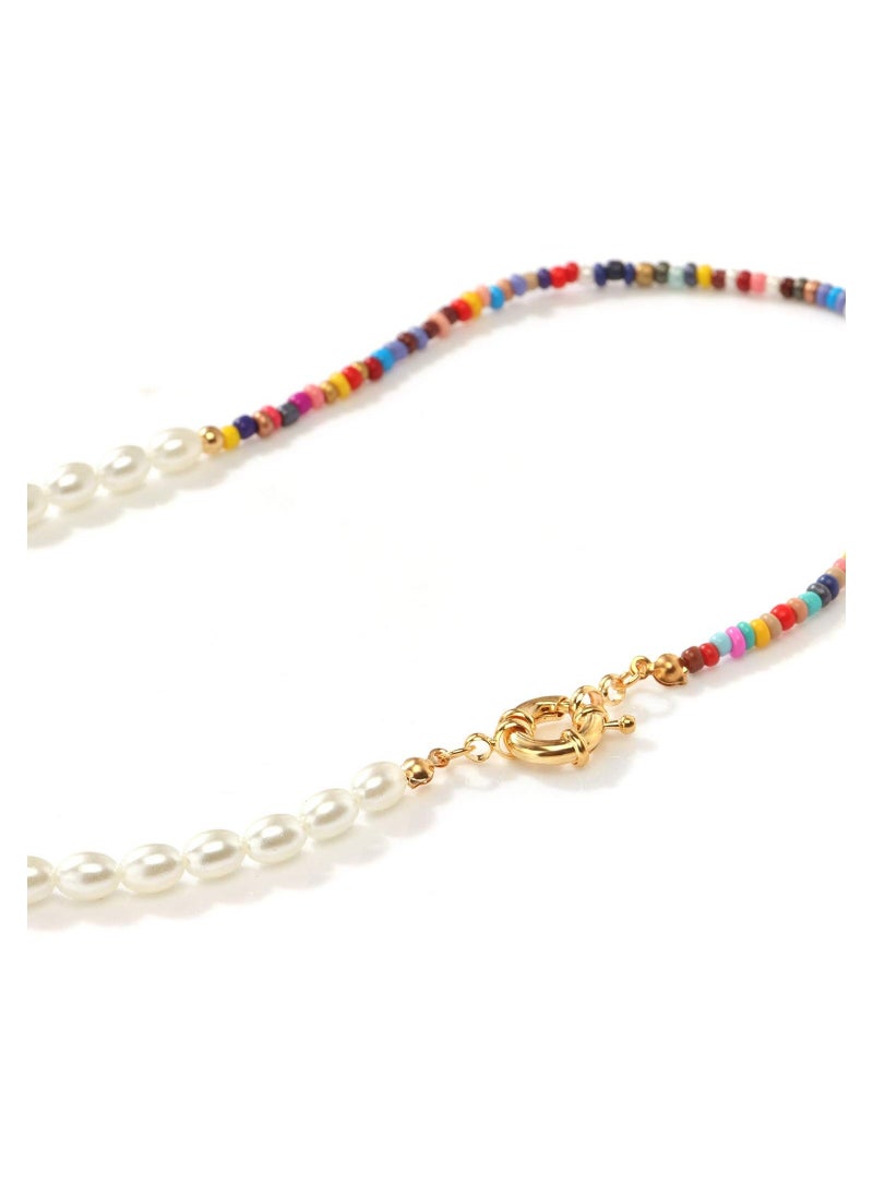 Bead Pearl Choker Necklace for Women Girl Teen Men Handmade Colorful Seed Beaded Boho Choker Y2K Jewelry  - Image 5