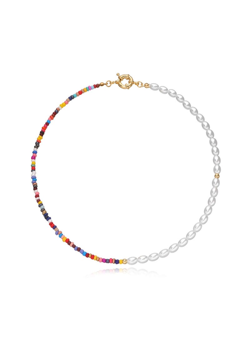 Bead Pearl Choker Necklace for Women Girl Teen Men Handmade Colorful Seed Beaded Boho Choker Y2K Jewelry  - Image 1