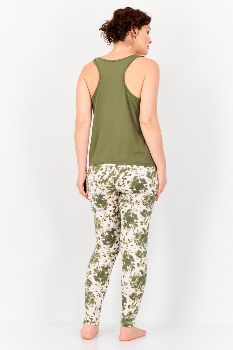 Big Dreams Women 2 Piece Graphic Sleeveless Top And Bottom Set, Olive - Image 2