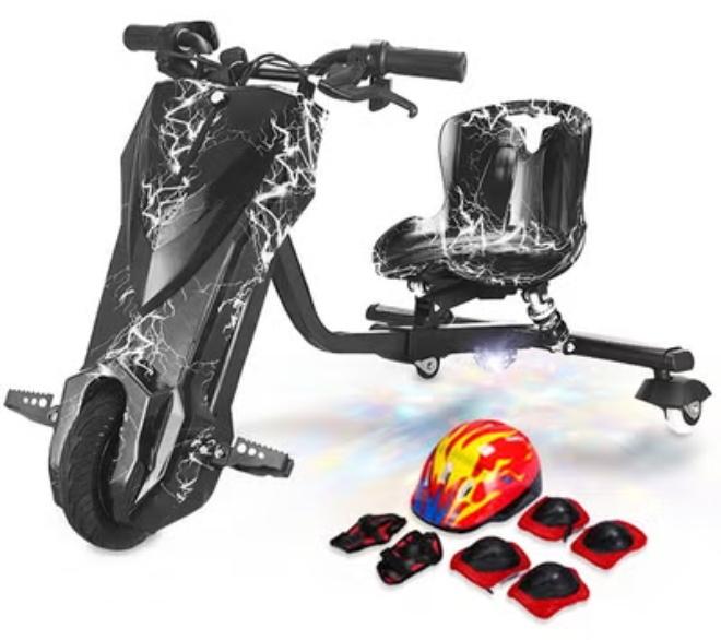 سانتين رايلي السكوتر الكهربائي الانجراف، طوله قابل للتعديل لركوب الدراجة ثلاثية العجلات للأطفال، 36V الانجراف الدراجة ثلاثية العجلات، العجلة الكبيرة الانجراف الدراجة ثلاثية العجلات، دراجة الأطفال في الملعب، معدات التسلية في الهواء الطلق للأطفال (6.5 بوصة) - Image 1