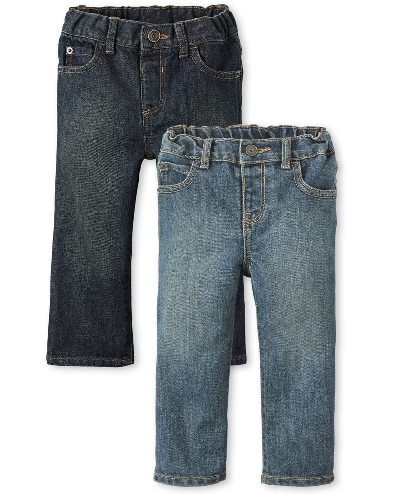 The Children's PlaceBaby Boysand Toddler Multipack Basic Bootcut JeansDry Indigo/Tide Pool 2-Pack4T - Image 5