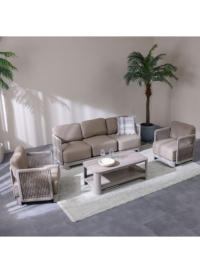 DANUBE HOME Melbon 5-Seater Outdoor Sofa Set | Aluminium Frame Garden Furniture | Modern Design Patio Sofaset | Outdoor Seating Table And Chairs For Lawn Garden-Taupe - Image 1