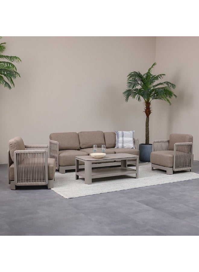 DANUBE HOME Melbon 5-Seater Outdoor Sofa Set | Aluminium Frame Garden Furniture | Modern Design Patio Sofaset | Outdoor Seating Table And Chairs For Lawn Garden-Taupe - Image 2