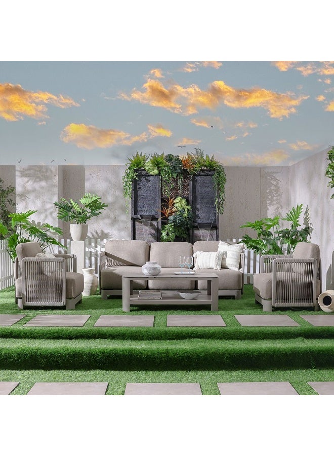 DANUBE HOME Melbon 5-Seater Outdoor Sofa Set | Aluminium Frame Garden Furniture | Modern Design Patio Sofaset | Outdoor Seating Table And Chairs For Lawn Garden-Taupe - Image 3