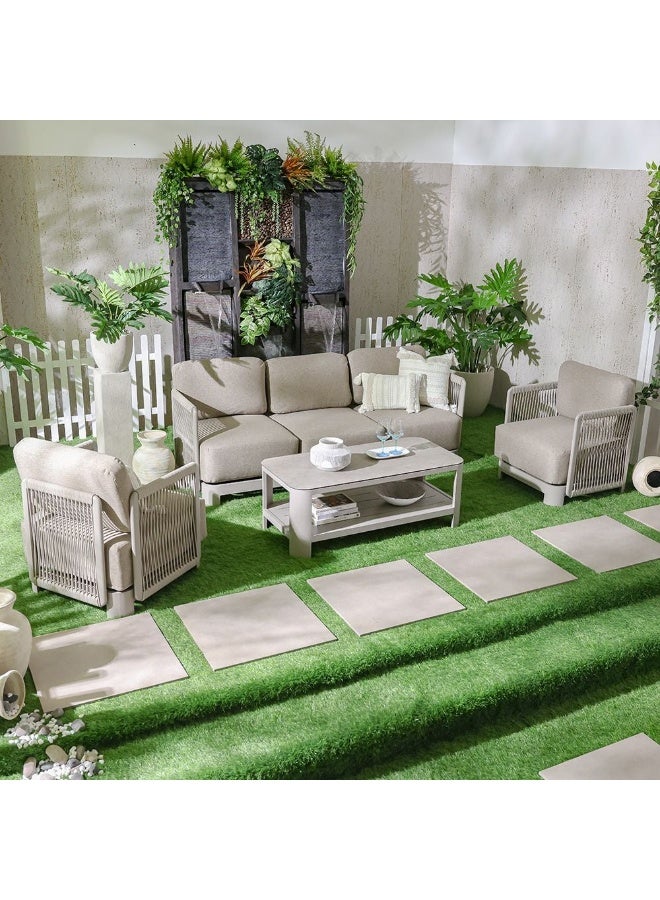 DANUBE HOME Melbon 5-Seater Outdoor Sofa Set | Aluminium Frame Garden Furniture | Modern Design Patio Sofaset | Outdoor Seating Table And Chairs For Lawn Garden-Taupe - Image 5