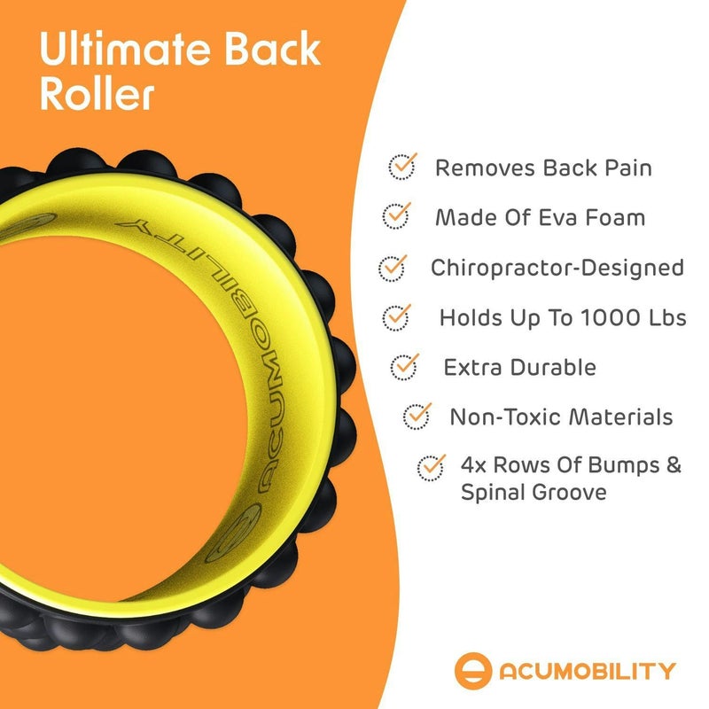 Acumobility Back Stretcher, Back Cracker, Back Roller, Back Pain, Back Pain Relief Products, Yoga Wheel, Back Foam Roller for Back, Back Stretching & Back Cracking Device, Back Popper - 11" H x 7" W - Image 3