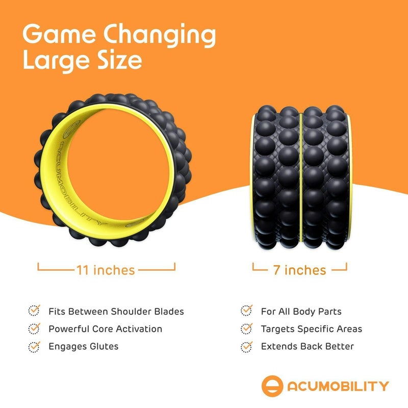 Acumobility Back Stretcher, Back Cracker, Back Roller, Back Pain, Back Pain Relief Products, Yoga Wheel, Back Foam Roller for Back, Back Stretching & Back Cracking Device, Back Popper - 11" H x 7" W - Image 5