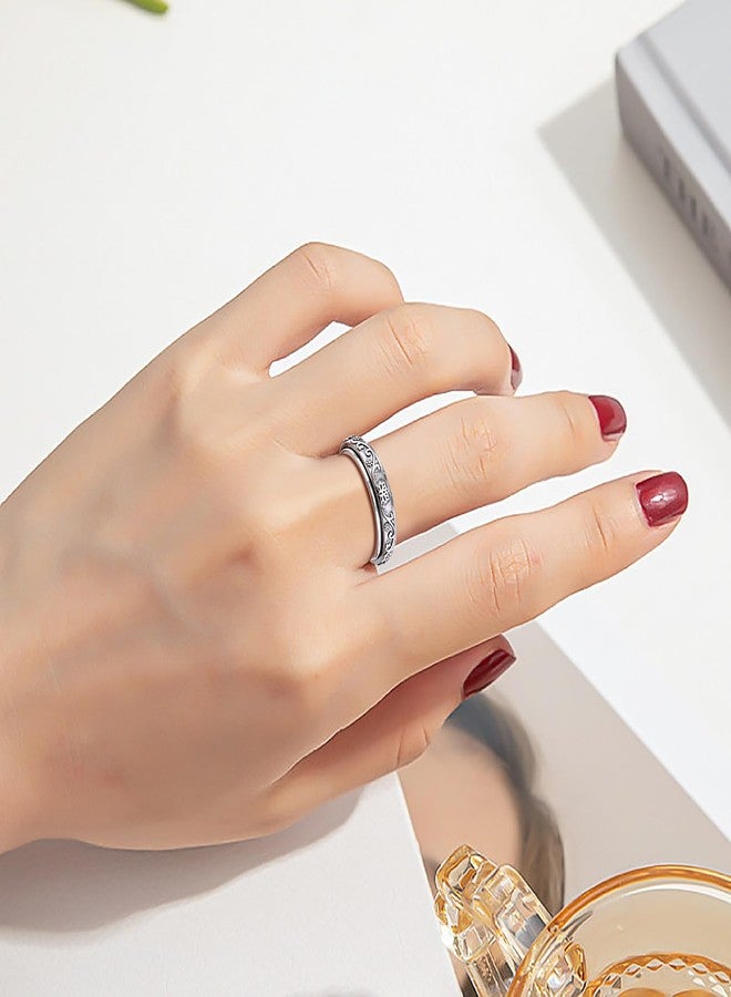 Flyow 925 Sterling Silver Anxiety Relieve Rings Lotus Spinner Fidget Ring Anxiety Worry Relieving Boredom ADHD Autism Rings Stress Relief Spin Band Ring Birthday Christmas Jewelry for Women Mom Wife Friend - Image 3