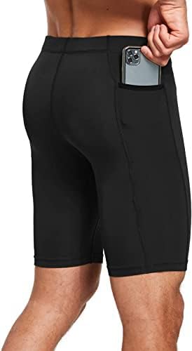 NEVER LOSE Gym Compression Men's Skin Tight Shorts with Mobile Pocket for Gym, Running, Cycling, Swimming, Cricket, Yoga, Football & Many More Sports (in, Alpha, XL, Regular, Black) - Image 1