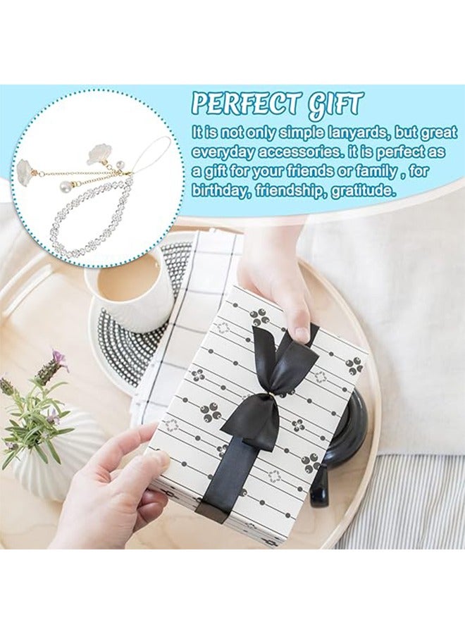 Beauenty Beaded Phone Lanyard, Anti Lost Removable Wrist Strap, Gypsum Flower Bracelet Pendant, Phone Keychain Lanyard, White ﻿ - Image 4