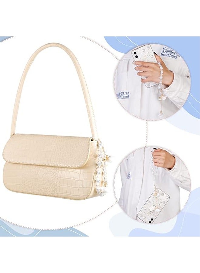 Beauenty Beaded Phone Lanyard, Anti Lost Removable Wrist Strap, Gypsum Flower Bracelet Pendant, Phone Keychain Lanyard, White ﻿ - Image 5