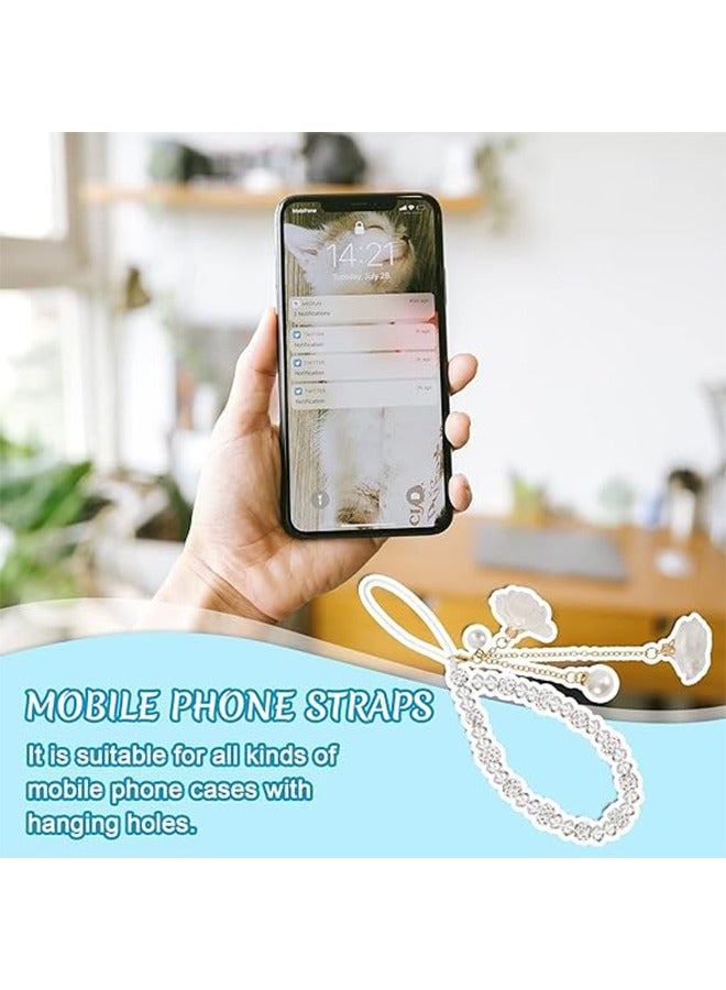 Beauenty Beaded Phone Lanyard, Anti Lost Removable Wrist Strap, Gypsum Flower Bracelet Pendant, Phone Keychain Lanyard, White ﻿ - Image 3