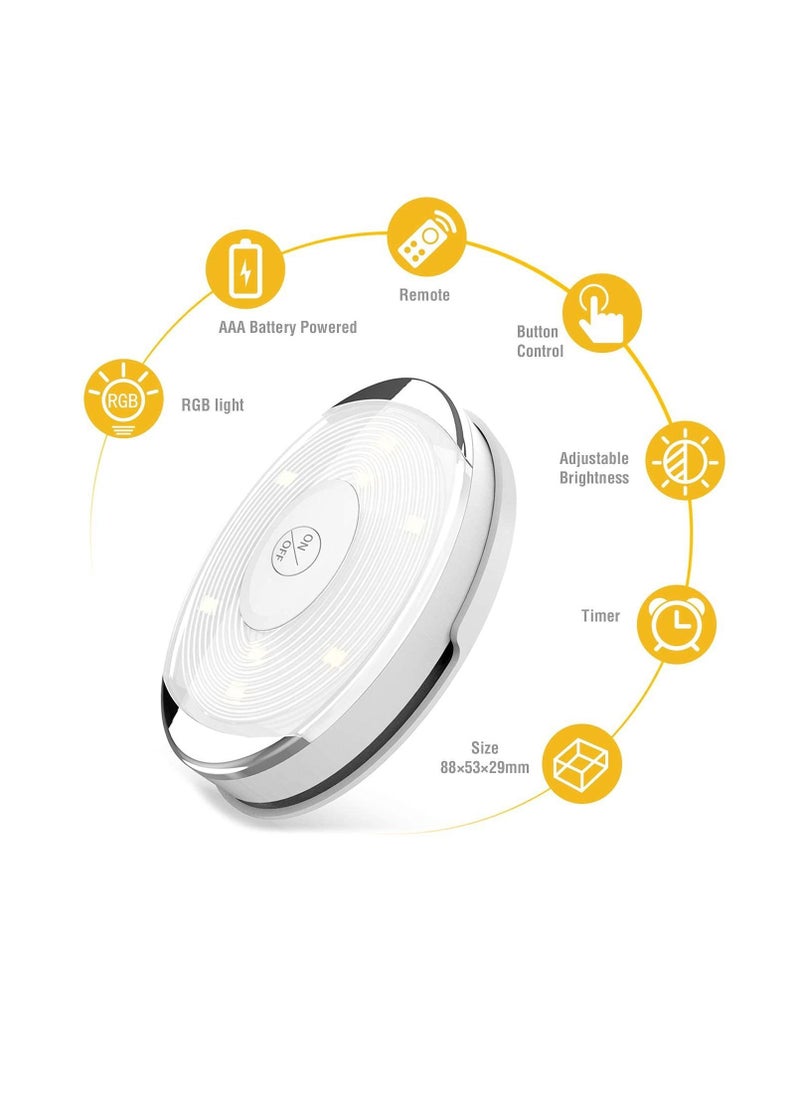 LED Puck Light, led Lights Battery Operated with Remote Control, Wireless Soft Lighting, Under Cabinet Lighting for Kitchen, Timer+ Dimmer, table light, 7 colors