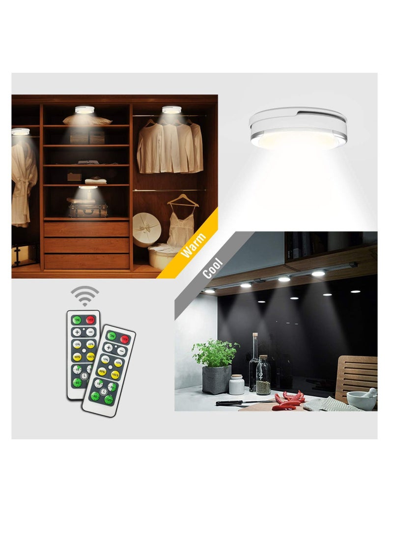 LED Puck Light, led Lights Battery Operated with Remote Control, Wireless Soft Lighting, Under Cabinet Lighting for Kitchen, Timer+ Dimmer, table light, 7 colors