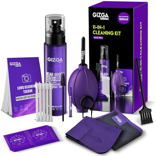 Gizga Essentials Gizga Pro Series 11-in-1 Cleaning KIT - 150ml Cleaning Spray, Air Blower, 50-Lens Tissues, Swabs & Wipes, Brushes, Key Puller, Microfiber Cloths & More for Laptop PC Keyboard Camera Smartphone Tablet - Image 1