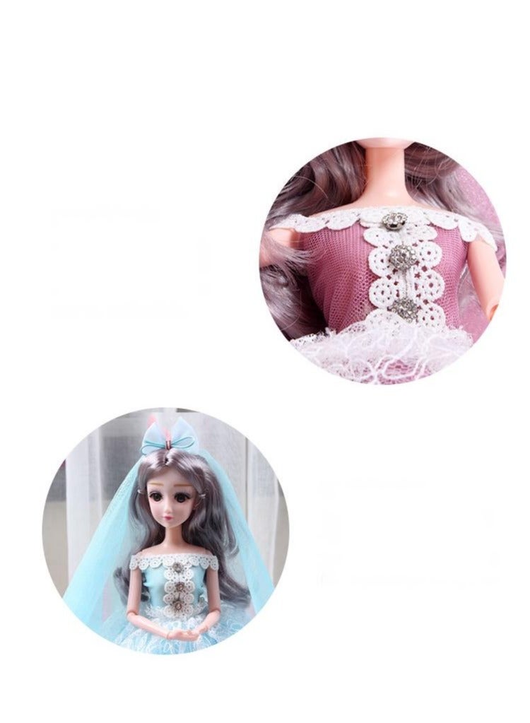 EHOME 45cm Barbie Doll Wedding Dress Lace doll Girl Dress up Doll Grey White - Image 4