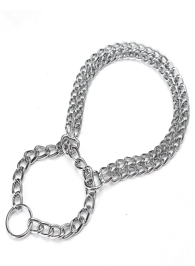 Weimostar Silver Dog Chain Collar for Medium Dogs, Training Double Row Chains Choker Collar Heavy Duty Metal Slip Choke Collar Martingale Collars for Small Medium Large Dog, D2.5mm - Image 4