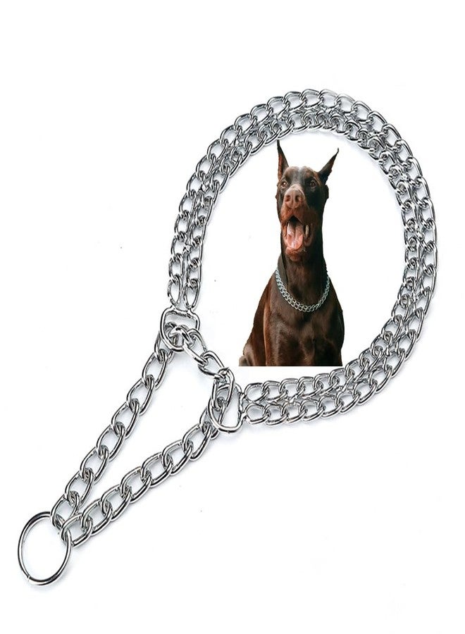 Weimostar Silver Dog Chain Collar for Medium Dogs, Training Double Row Chains Choker Collar Heavy Duty Metal Slip Choke Collar Martingale Collars for Small Medium Large Dog, D2.5mm - Image 1