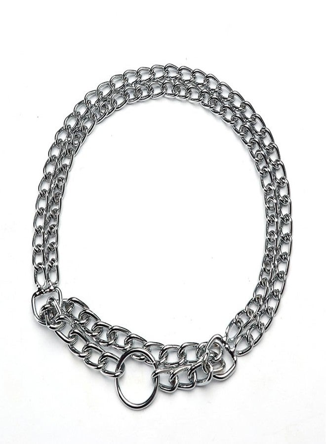 Weimostar Silver Dog Chain Collar for Medium Dogs, Training Double Row Chains Choker Collar Heavy Duty Metal Slip Choke Collar Martingale Collars for Small Medium Large Dog, D2.5mm - Image 5