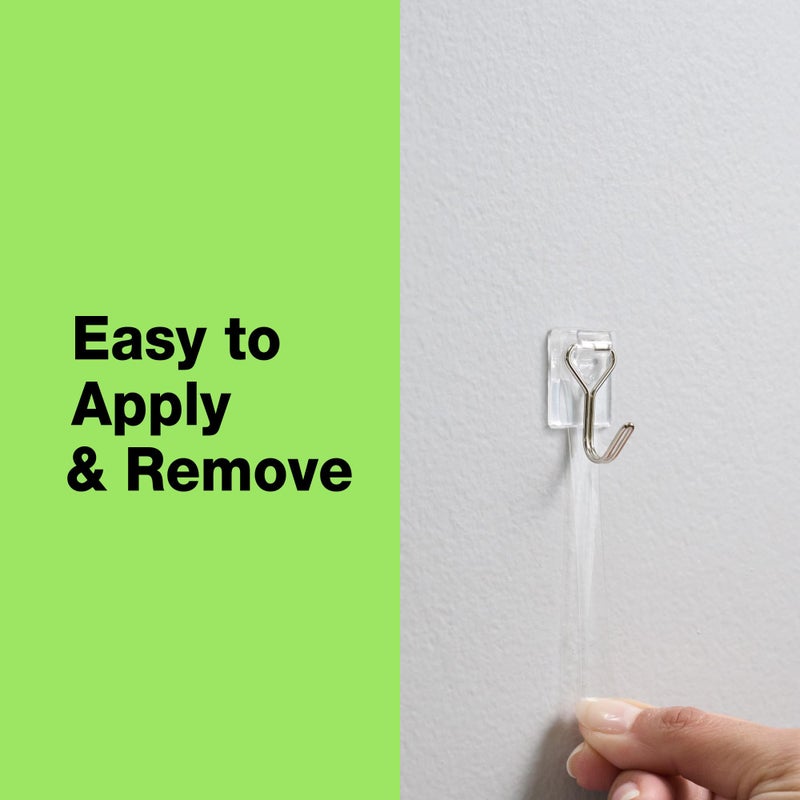 FrogTape reMOVEables Damage Free Adhesive Hook - Removable & Reusable Small Wire Wall Hooks for Hanging - No Nails - Includes 9 Hooks & 12 Adhesive Strips - Holds up to 0.5 lb - Clear (Pack of 9) - Image 3